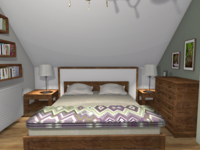 Klasyczna sypialnia na poddaszu