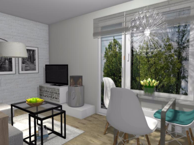 salon z bio-kominkiem