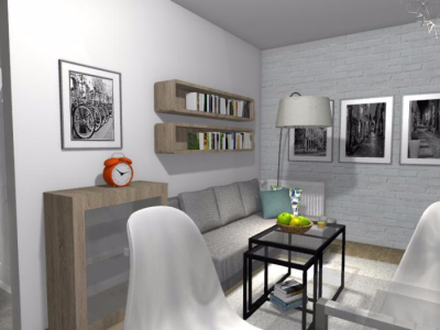 salon z bio-kominkiem