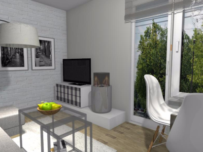 salon z bio-kominkiem