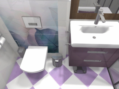 Modna łazienka z fioletem