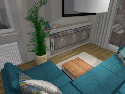 Salon z bio-kominkiem