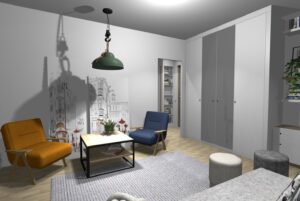 salon w stylu lat 60.
