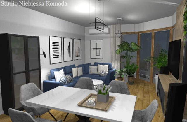 Nowoczesna zabudowa wokół telewizora