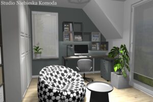 miejsce do pracy pod skosem