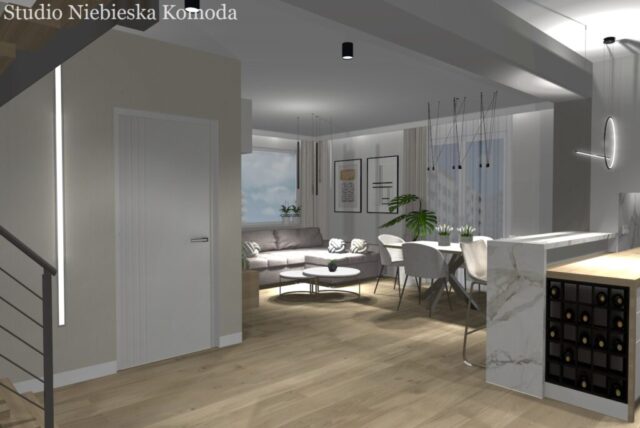 Nowoczesne lampy w kuchni i salonie