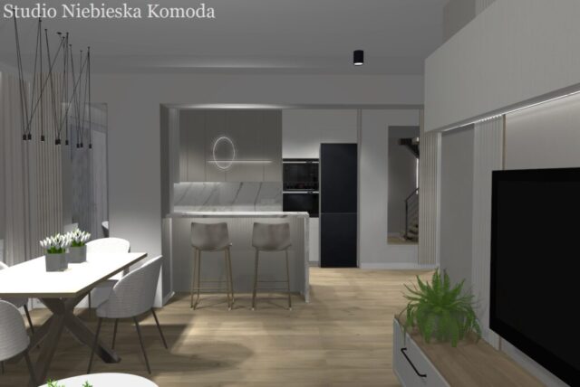 Nowoczesne lampy w kuchni i salonie