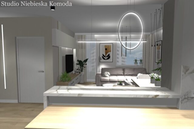 Nowoczesne lampy w kuchni i salonie