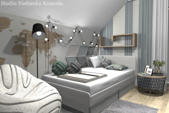 Zabudowy pod skosem w pokoju dziecka Zabudowa pod skosem w pokoju dziecka
