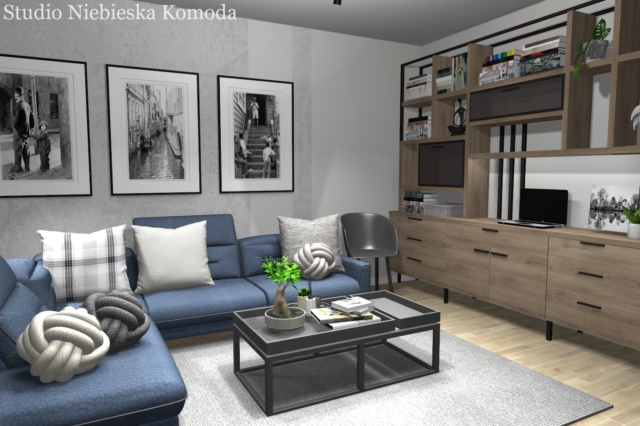 Loftowy regał w salonie