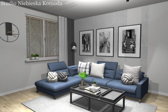 Loftowy regał w salonie